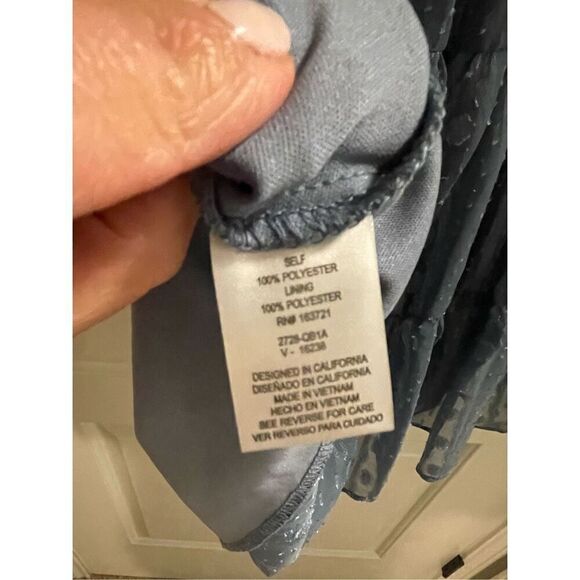 Women's Lined Chiffon Long Sleeve Tiered Ruffle Hem Wrap Dress Blue Size XS NWT - Picture 6 of 7